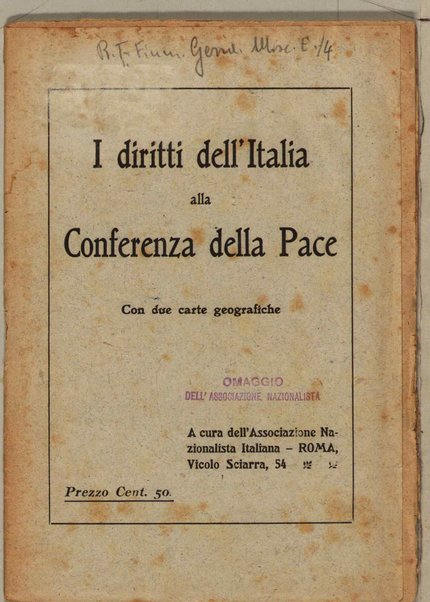 I diritti dell'Italia alla conferenza della pace